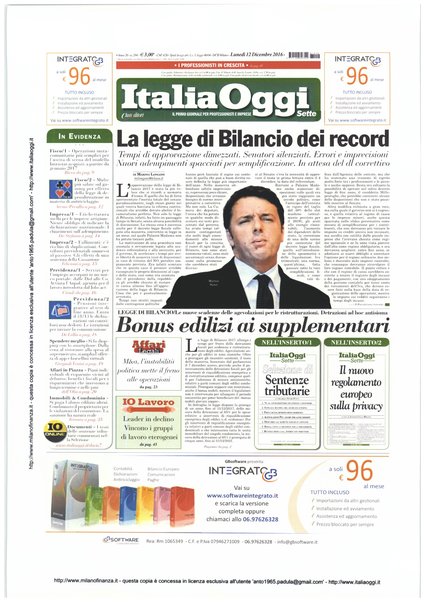 Italia oggi : quotidiano di economia finanza e politica